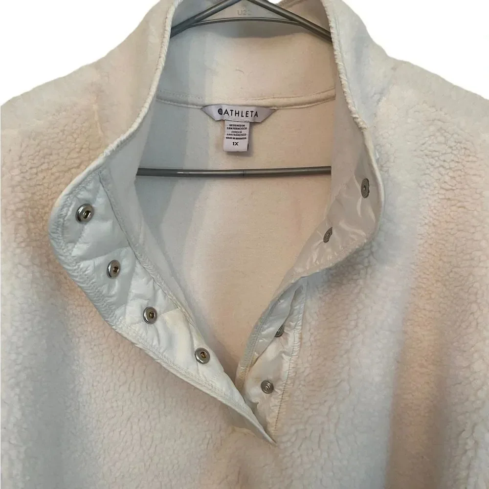 Athleta Cozy Sherpa Snap Swewtshirt